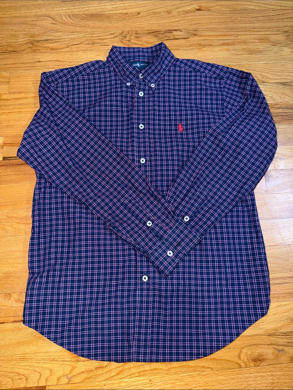 Kids Polo by Ralph Lauren Navy & Pink Plaid Button-Down Shirt